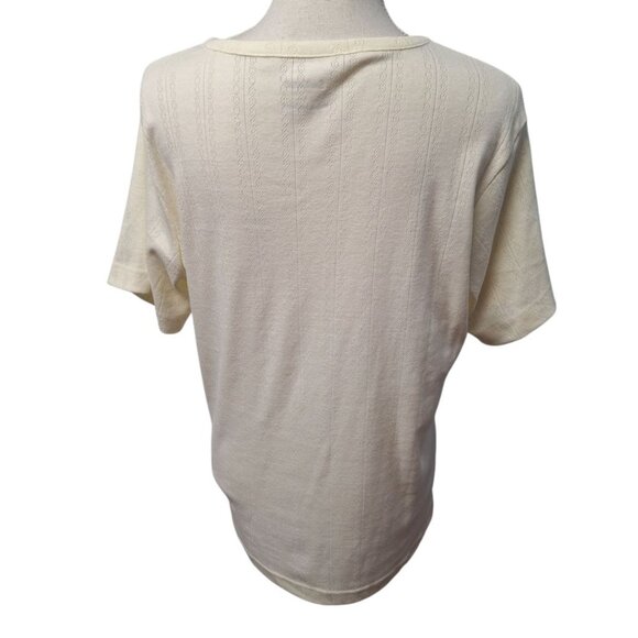 Sarah Morgan Shirt Embroidered Floral Off White Quarter Button Womens Large - Picture 2 of 9